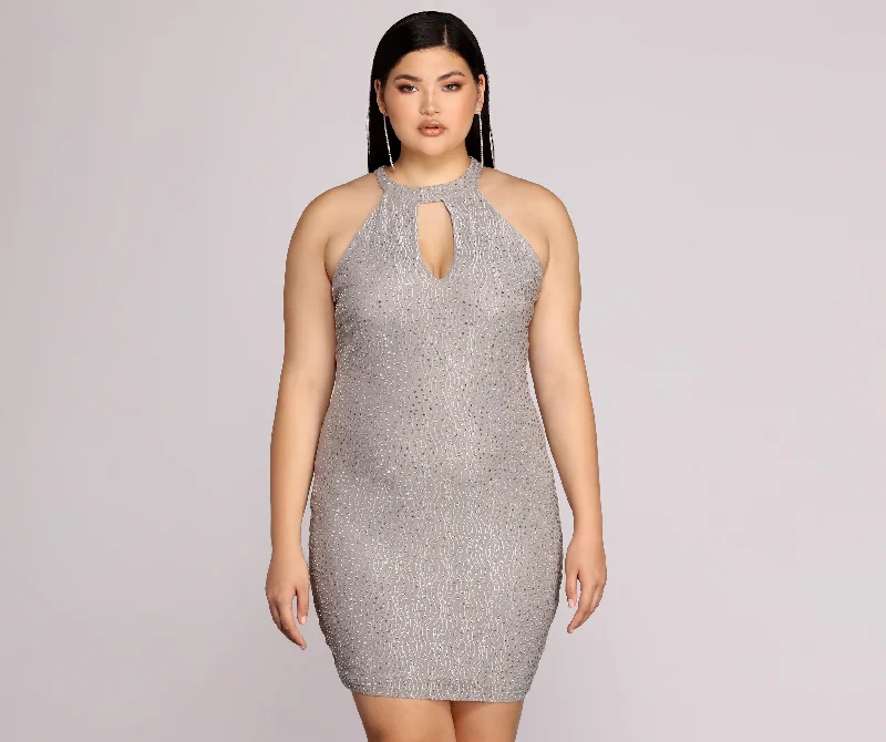 Plus Stunning In Silver Formal Dress