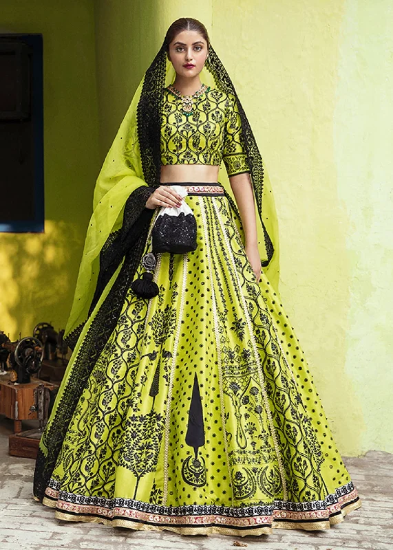 Pakistani Neon Green Lehenga Bridal with Choli #BS795