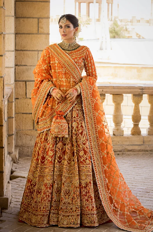 Orange Lehenga Choli and Dupatta Pakistani Bridal Dress