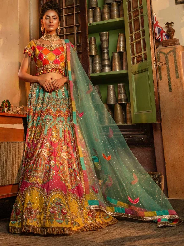 Pakistani Satrangi Mehndi Lehnga Choli #C2056