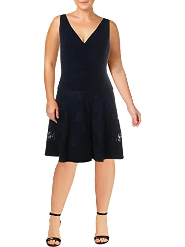 Lauren Ralph Lauren Lace Trim Ruched Dress