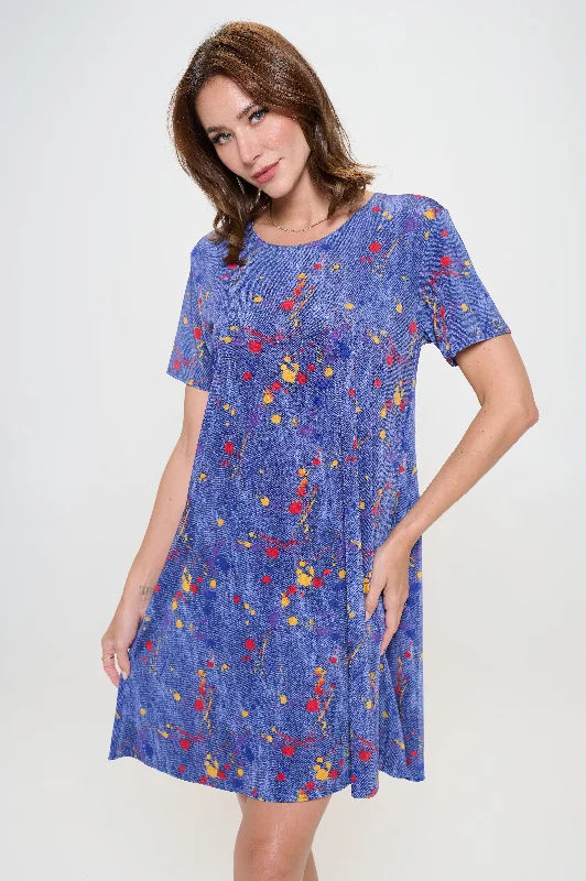 Plus Size Print Missy Dress Short Sleeve -7004BN-SXD1-D006