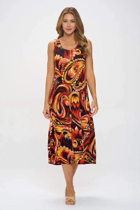 Plus Size Print Tank Long Dress Sleeveless-7000BN-TXP1-W435